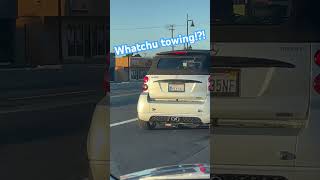Smart car thinks it can tow #tesla  #towtruck #mercedes #carvideo #tlfcreators  #tfl  #donutmedia