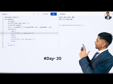 Write a program for Leap year using switch case in C- PROGRAMMING
