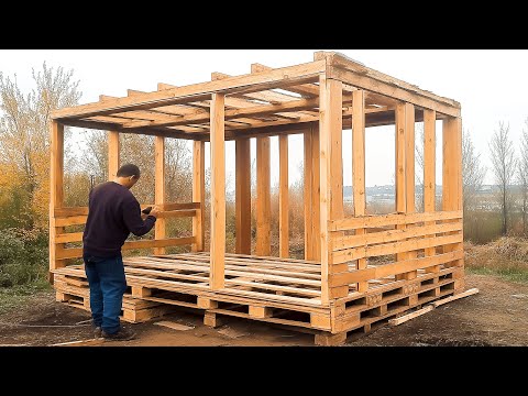 Man Transforms Abandoned Pallets into a Stunning Forest Cabin | Start to Finish by @lesnoy_craft8607