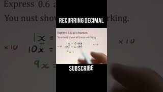 Recurring decimal #shorts #math #maths #mathematics #algebra #viral #mathfact #mathstricks #calculus