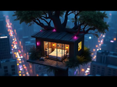 90s Lofi City 💜 Treehouse Lofi Chill for Rainy Nights ☔ Lofi Rain Playlist