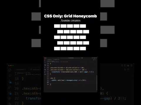CSS Only: Grid HoneycombAsmin creates #html #css #javascript #code #coding #reels #youtuesubscribe