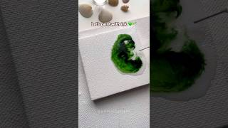 Paint with me using ink 💚🌱 Arabic calligraphy on mini canvas #art #shorts