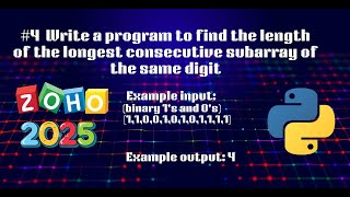 Zoho Interview Coding Round 2 (2025) | Max Consecutive Subarray | Python Solution | codeandinnovate