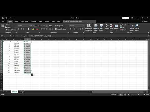 How to concatenate using excel