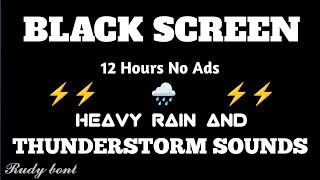 🔴 Heavy Rain and Thunder Sounds for Sleeping - Black Screen | Thunderstorm Sleep Sounds, Live Stream