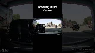 This person calmly breaks the rules.  #civicsense #traffic  #trafficrules #dashcam