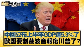 中國公布上半年GDP達5.3%了 歐盟要制裁波音報復川普了？【#新聞大白話】20250715-11｜#林郁方 #張延廷 #賴岳謙