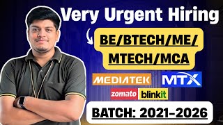 🔥Very Urgent Hiring | BE/BTECH/BCA/MCA/MTECH | OFF CAMPUS Drive 2025, 206-2021 BATCH | 7 Mnc Hiring