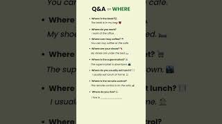 English Q&A Begginer Level | Learn to Answer “WHERE” Questions | English Speaking Practice #2
