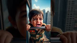 A cute army girl fell down from a building 😭 #story #cutebaby #animals #shortsfeed