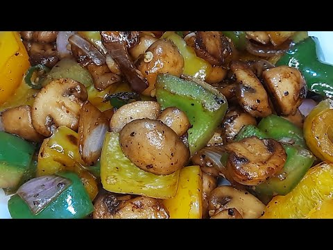 Mushroom Capsicum fry | super side dish for dinner | Mushroom fry easy