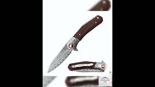 Wayfarer Japanese VG10 Damascus EDC Pocket Knife with Clip and Sandalwood Handle