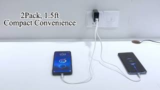 Aioneus 1.5FT Short USB Type C Charger Cable for Space-Saving Charging