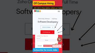 zoho Off Campus Hiring #freshersjobs #shorts