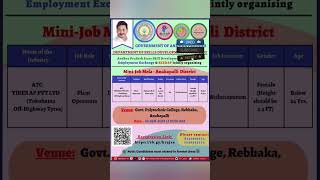 Mini job in Anakapalli #apssdcjobs #freetrainings #jobs #localjobs #placement #jobmela