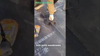 Pipe joint treatment with bitumen torch membranes #waterproofingsolutions #construction