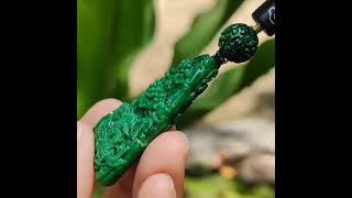 Dark Green Natural Type A Jadeite carved with scenery - #jadeite #jade #singapore