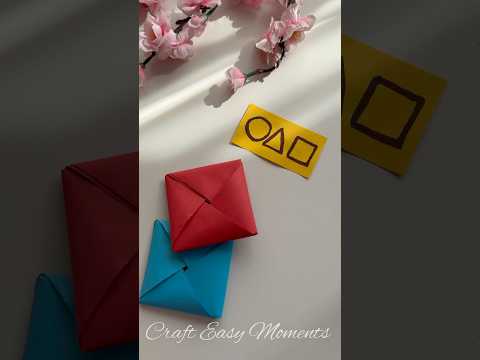 Squid Game DDAKJI flip toy origami🟥🟦 #diy #craft #squidgame #ddakji #easyorigami #origamiddakji