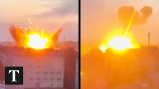 Moment Russian Missile Attack Hits Western Ukraine