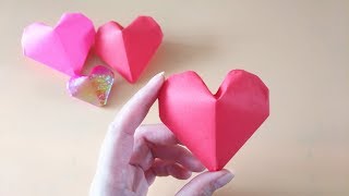很简单的3D立体爱心折纸，一口气吹出个漂亮的心形，手工折纸视频
