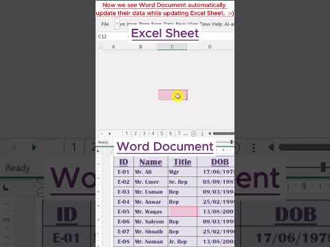 How to link Excel Sheet to Word Document #shorts #excel #viral