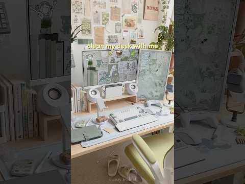 asmr desk reset 🍵🧺 #desksetup #cleaning #shorts
