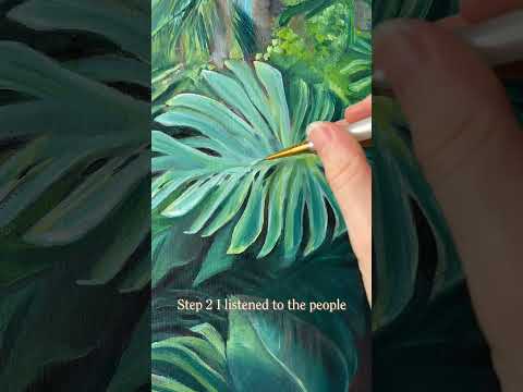 "How I Fix a Painting" | Part 4: Monstera Leaves #cozyart #paintinginspiration #paintingprocess