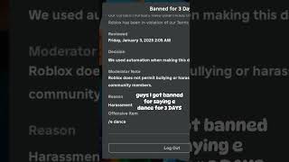 Roblox banning be like.... #shorts #roblox #bannedroblox