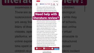 Literature review - The important part of an article