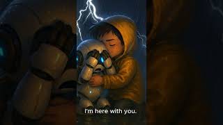 Robot need Hug #shorts #RainyDayShorts #emotionalshorts #cute #rain #thunder #friendship #huging