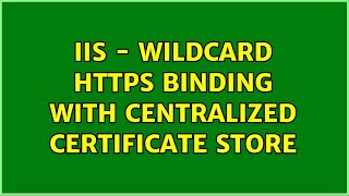 IIS - Wildcard HTTPS Binding with Centralized Certificate Store