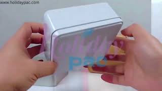 Custom Square Tin Box with Lid | Holidaypac | Durable & Stylish Metal Packaging