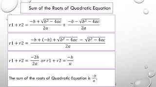 sum of roots of quadratic equation. jhs math