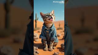 Desert Thirst: The Stylish Cat #cute #ThirstyCat #DesertCat #StylishCat  #CatInDenim #CuteCat