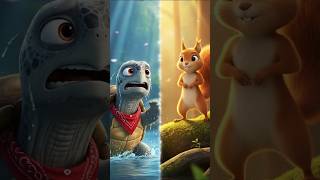 Tortoise got stuck and saved by the brave squirrel. #shorts #animatedshorts  #bedtimestories