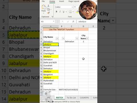 How to Use MATCH Function #excel #msoffice #function #microsoft  #tutorial #office #match#shorts