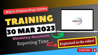 Wipro training updates - 30th Mar 2023 | Mandatory Docs & Reporting Time | wipro onboarding update✅