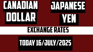 Canadian Dollar to Japanese Yen Transfer conversion Rates Today CAD to JPY 16 July 2025
