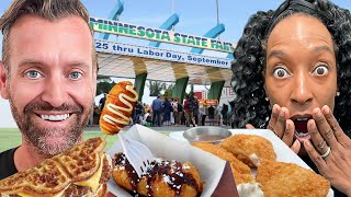 Brits Try WEIRD Fair Foods at the BIGGEST State Fair Minnesota