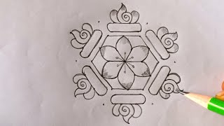 Sravana masam special rangoli designs/Simple rangoli 7dots/kolam designs/flower rangoli/muggulu