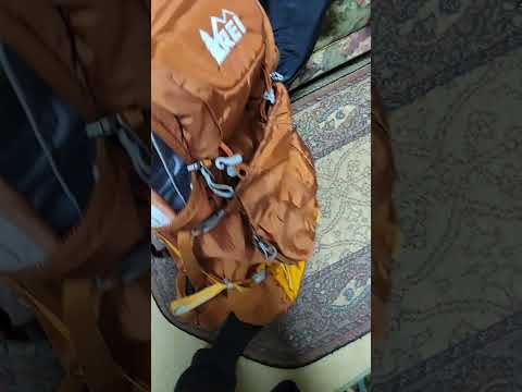 REI backpack with backplate.