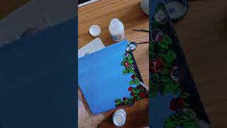 Easy mini canvas painting🎨🖌️ #acrylicpainting #bluepaint #shortsvideo #minicanvas #easydrawing✨💖