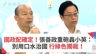 國政配確定！張善政重砲轟小英：別用口水治國 行綠色獨裁！