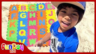 Mini ABC Letter MAT | ABC Song | Pretend Play Finding Letters in Sand with Urvi and Apu - FunDay Kid