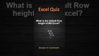 Excel Quiz: What is the default Row height of MS Excel ? #shorts