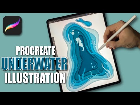 UNDERWATER ILLUSTRATION IN PROCREATE - iPad Drawing (#shorts)