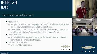 IETF 123: Inter-Domain Routing (IDR) 2025-07-25 09:30