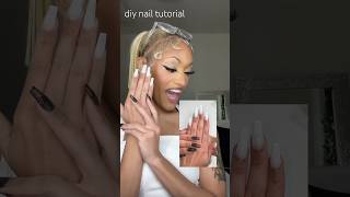 part 4 | diy nails 🖤💅🏽🤍 #nailtutorial #nailtutorials #diynails #diynailhack #nailtransformation