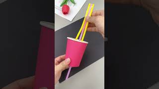 Paper Cup + Straw = A Shy Rabbit #diy#handcraftforkids #art #kidshandycrafter #drawing#handcraftdiys
